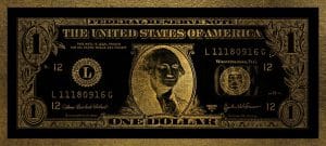 Malerei dollar washington gold leinwand und plexiglas wanddekoration