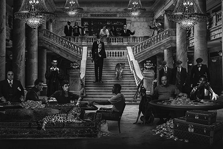 Schilderij gangsters paradise black and white canvas en plexiglas wanddecoratie