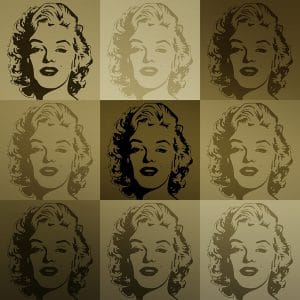 marilyn monroe metal gold wanddecoratie schilderij plexiglas canvas popart celebrity hollywood