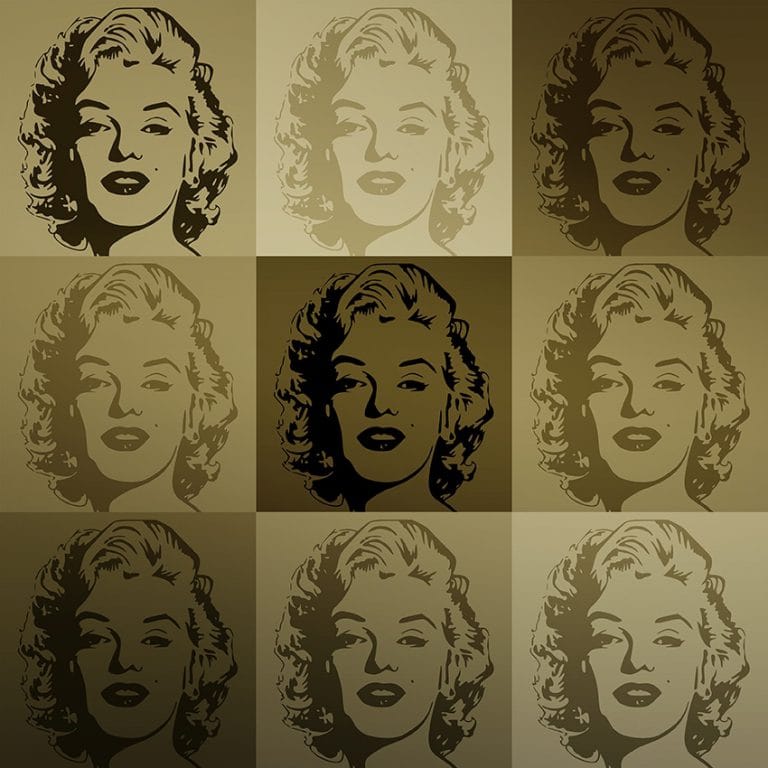 marilyn monroe metal gold wanddecoratie schilderij plexiglas canvas popart celebrity hollywood