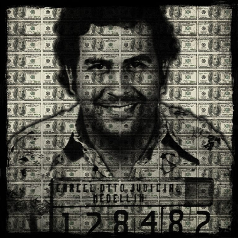 Schilderij plexiglas Pablo Escobar Dollars alu art dibond wanddecoratie