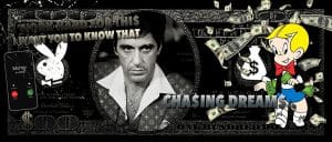 Gemälde dollar tony montana alu art dibond wanddekoration
