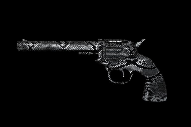 Schilderij gun snakeskin silver canvas en plexiglas wanddecoratie