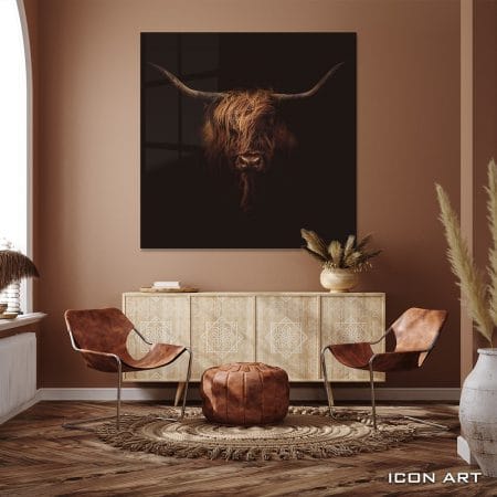 schilderij plexiglas bad hairday cow koe bizon art dibond wanddecoratie