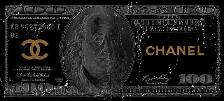 schilderij plexiglas aluminium dibond dollar chanel art wanddecoratie