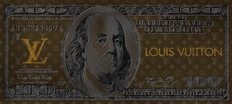 schilderij plexiglas aluminium dibond dollar lv art wanddecoratie